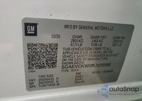 2021 Buick Enclave Avenir from USA, damaged, VIN 5GAEVCKW0MJ105598